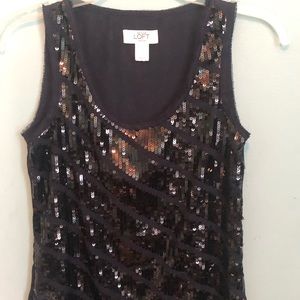 Ann Taylor Loft Navy Sequin Top